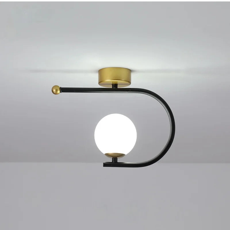 DecorBites™ Gold Glass LED Ceiling Light Simple Home Decor Living Room Bedroom Fixture