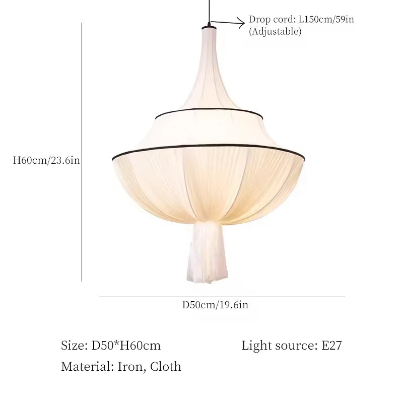 DecorBites™ French Minimalist Silk Pendant Lamp for Living Room Kitchen Farmhouse