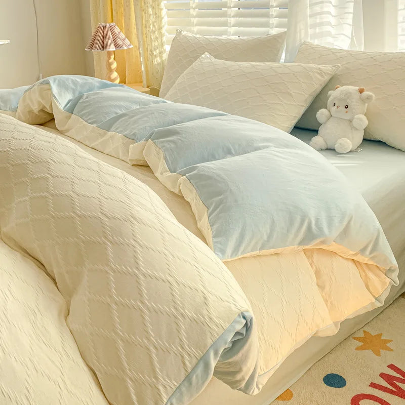 DecorBites™ Fresh Bubble Yarn Fabric Bedding Set - Soft, Breathable Duvet Cover with Sheet