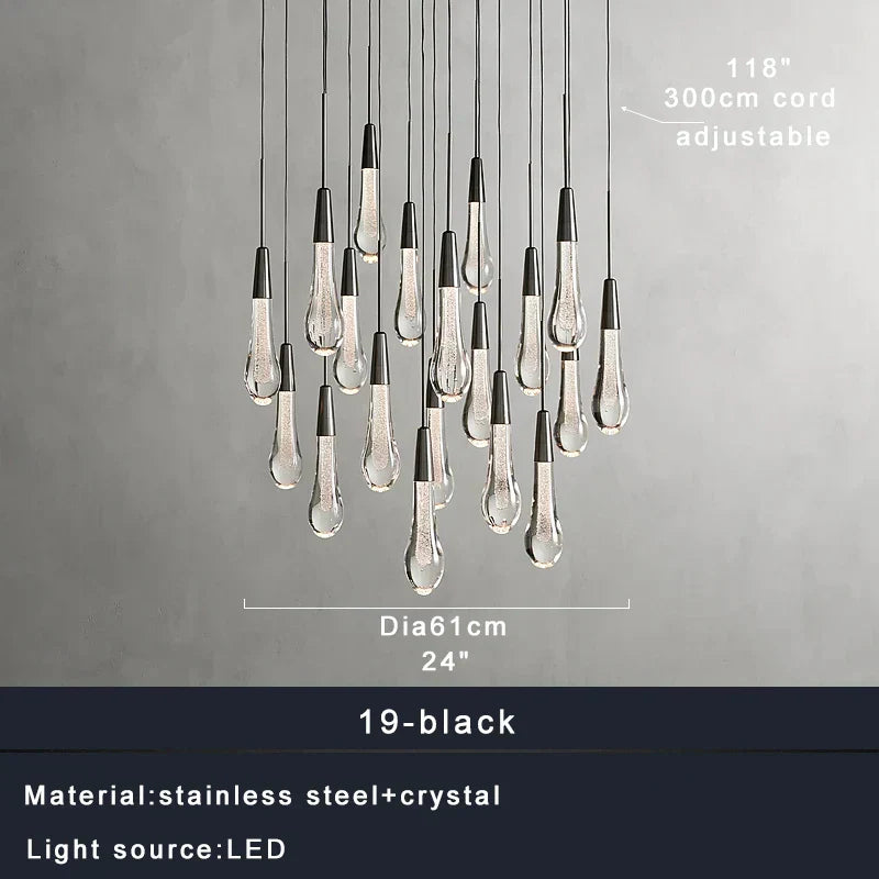 DecorBites™ Crystal Water-drop Ceiling Chandelier, Elegant Dining Room Décor.