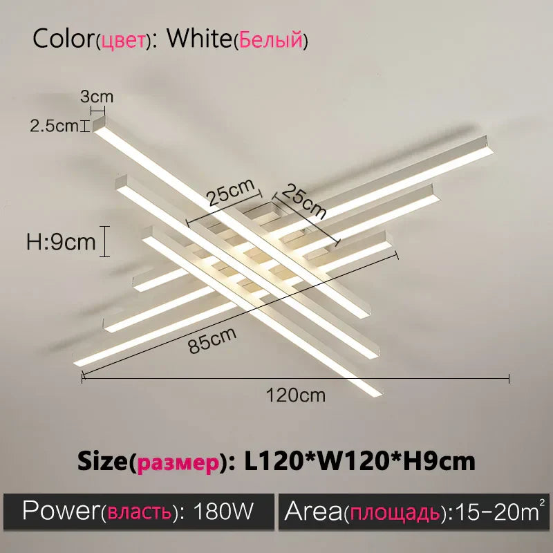 DecorBites™ Black Chandelier LED Ceiling Lamp: Nordic Minimalist Square Bedroom Living Room Lighting