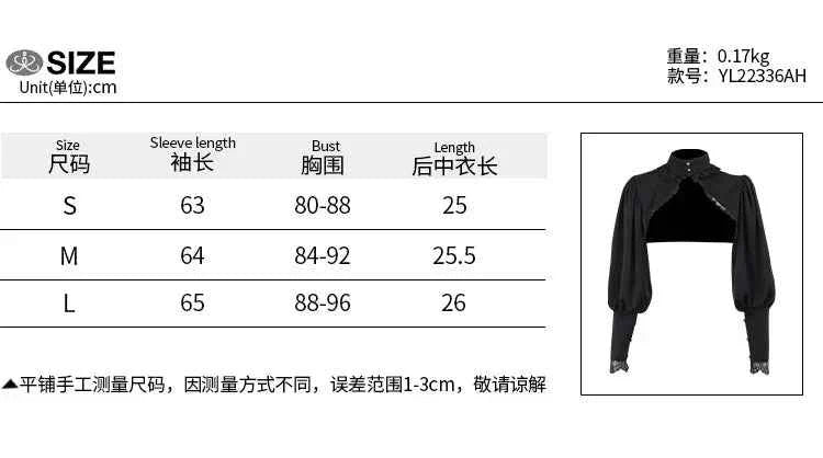 Gothic Lantern Sleeve Long Sleeve Crop Blouse