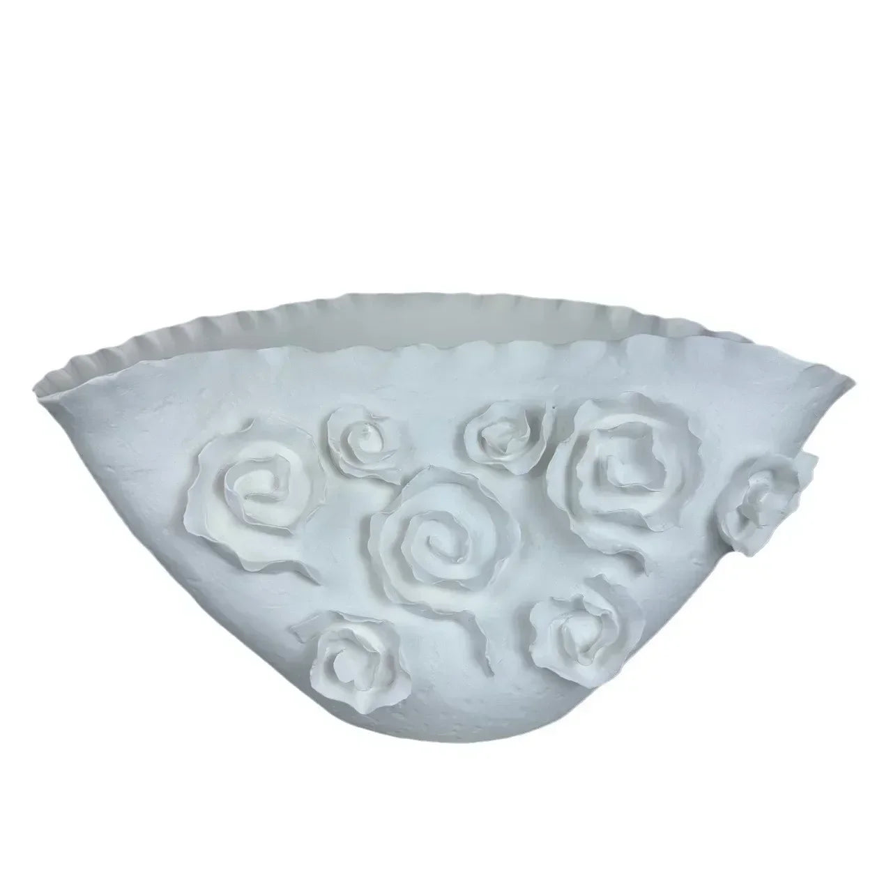 DecorBites™ Embossed Rose Ceramic Flower Vase Handmade Porcelain Craft Home Decor