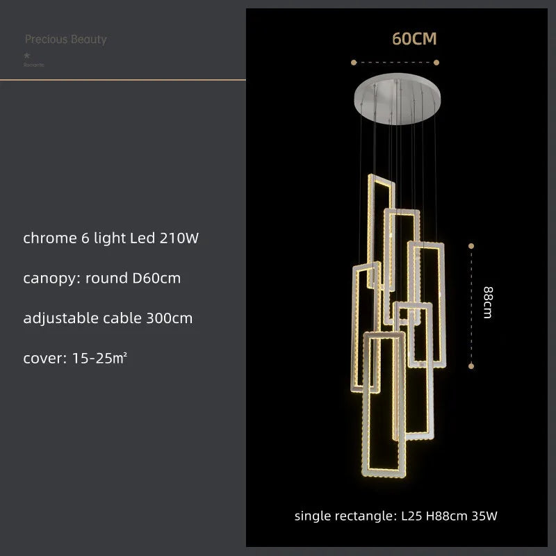 DecorBites™ Crystal LED Pendant Light Luxury Stairs Lustre Modern Lighting Fixture