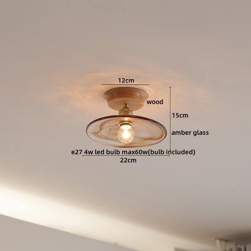 DecorBites™ Glass Wood LED Ceiling Light Modern Ceiling Lamp