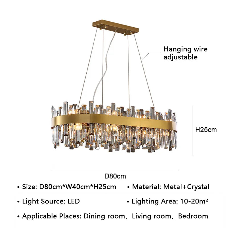 DecorBites™ Crystal LED Pendant Light Chandelier for Living Dining Bedroom Luxe Decor