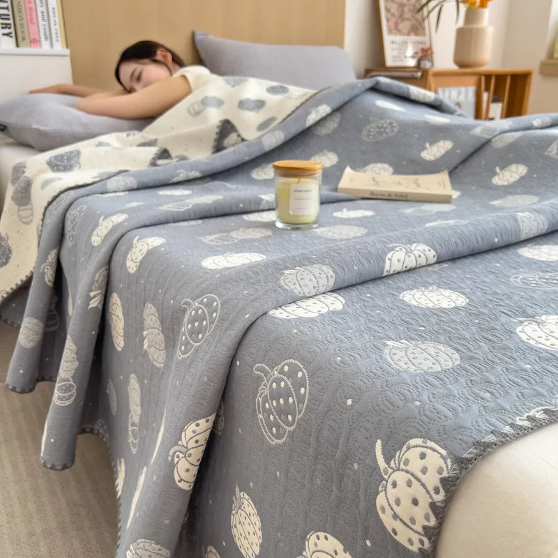 DecorBites™ Cotton Towel Blanket, Rural Printed Thin Quilt - Luxury Breathable Bedspread
