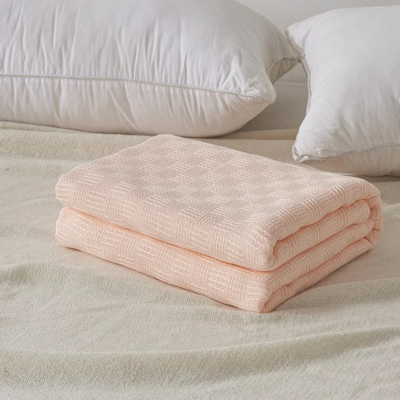 DecorBites™ Cotton Waffle Towel Quilt Single Blanket for Office & Picnics