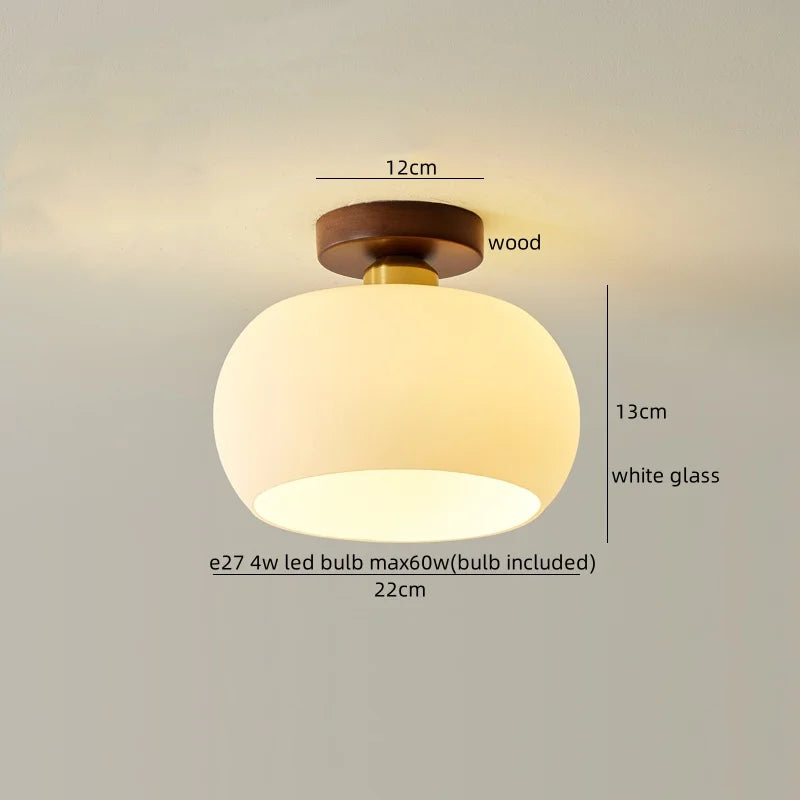 DecorBites™ Glass LED Ceiling Lamp Copper Walnut Modern Living Room Lighting Fixtures