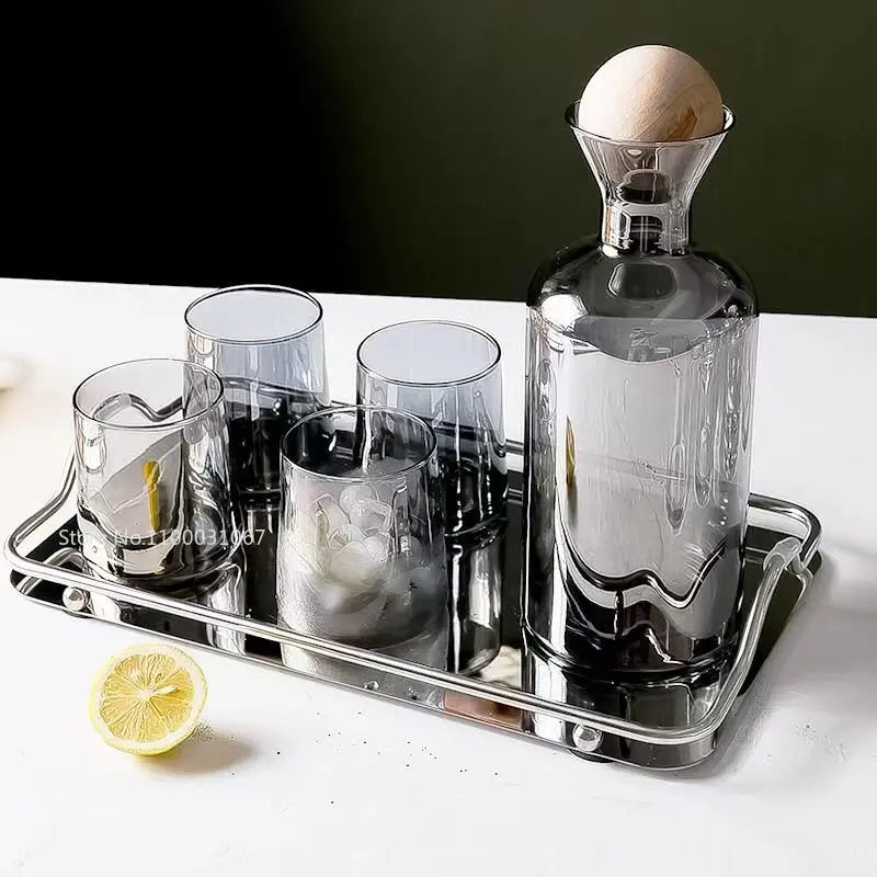 DecorBites™ Gray Amber Glass Water Pitcher with Handle, Heat Resistant Tea Pot & Juice Jug
