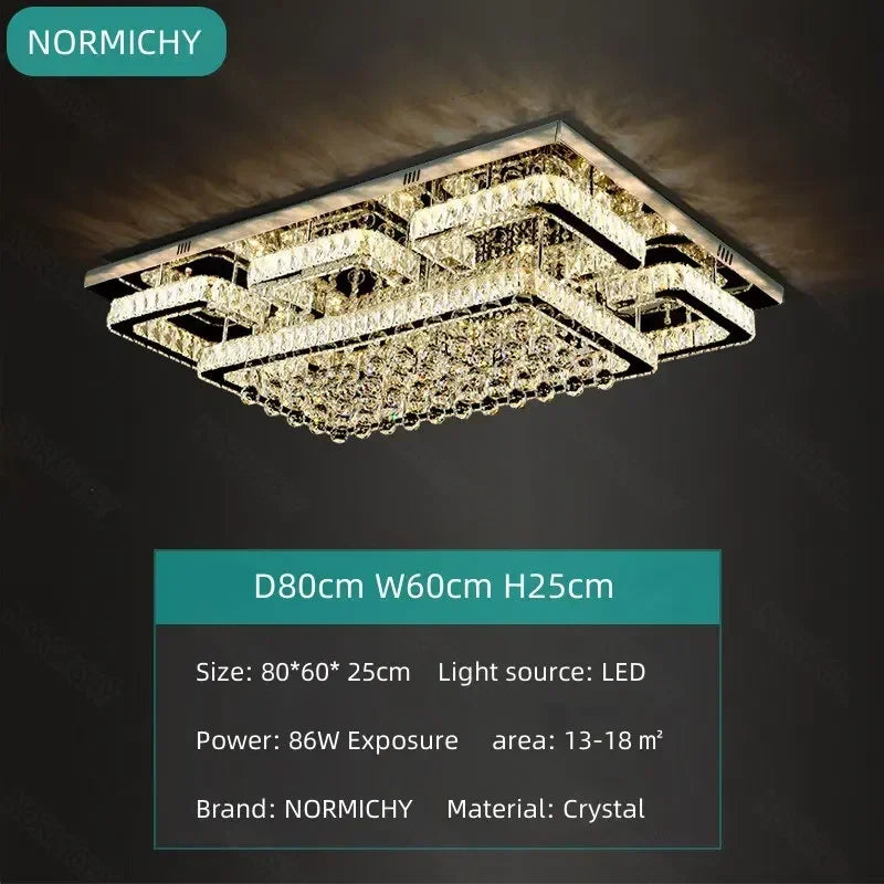 DecorBites™ Crystal LED Chandelier Silver Chrome Remote Control Light