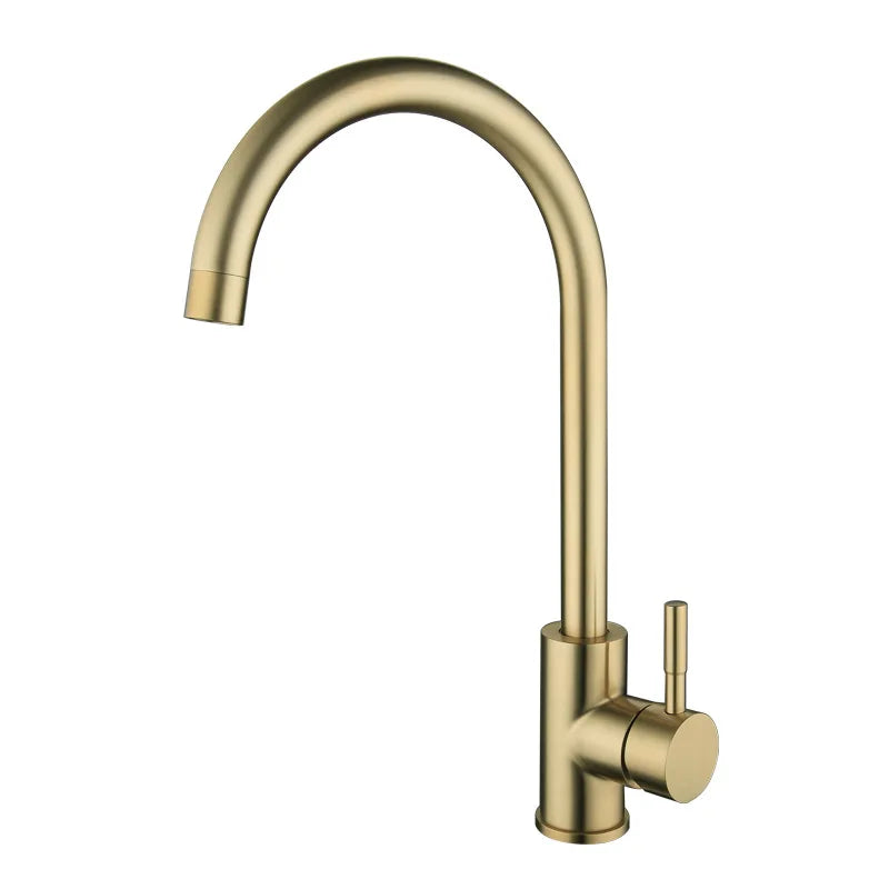 DecorBites™ Gold Stainless Steel Kitchen Faucet: Deck Mounted Hot Cold Water Mixer Taps