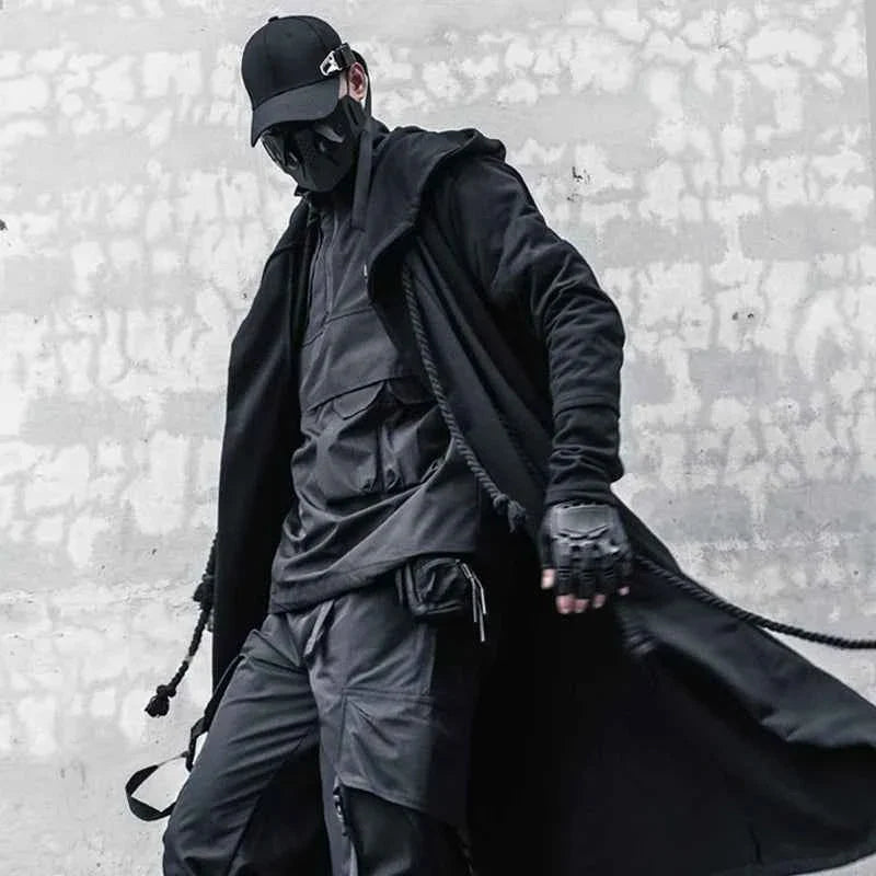 Men's Large Size Windbreaker Gothic Style Hoodie Long