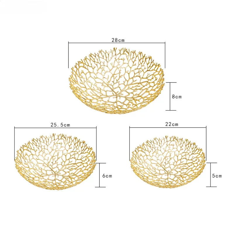 DecorBites™ Coral Shapes Metal Tray: Stylish Home Decor Organization Container