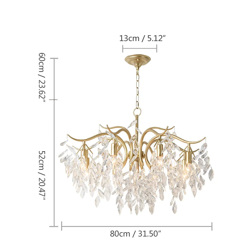 DecorBites™ Gold Crystal Ceiling Chandelier for Bedroom Dining Living Room