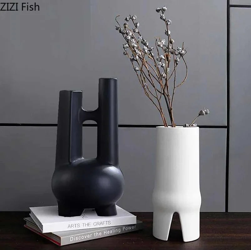 DecorBites™ Elegant Striped Ceramic Vase TV Cabinet Crafts Hydroponic Home Decor Gift