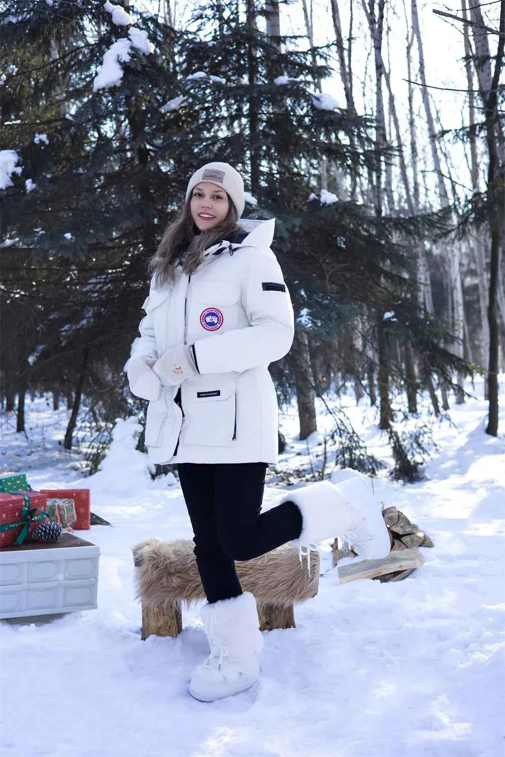 Faux Fox Fur Snow Boots Furry Warm Cotton Boots Female Outdoor Ski Boots