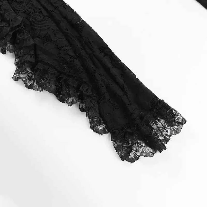 Gothic Classic Lace Flare Sleeve Blouse Y2K Rave