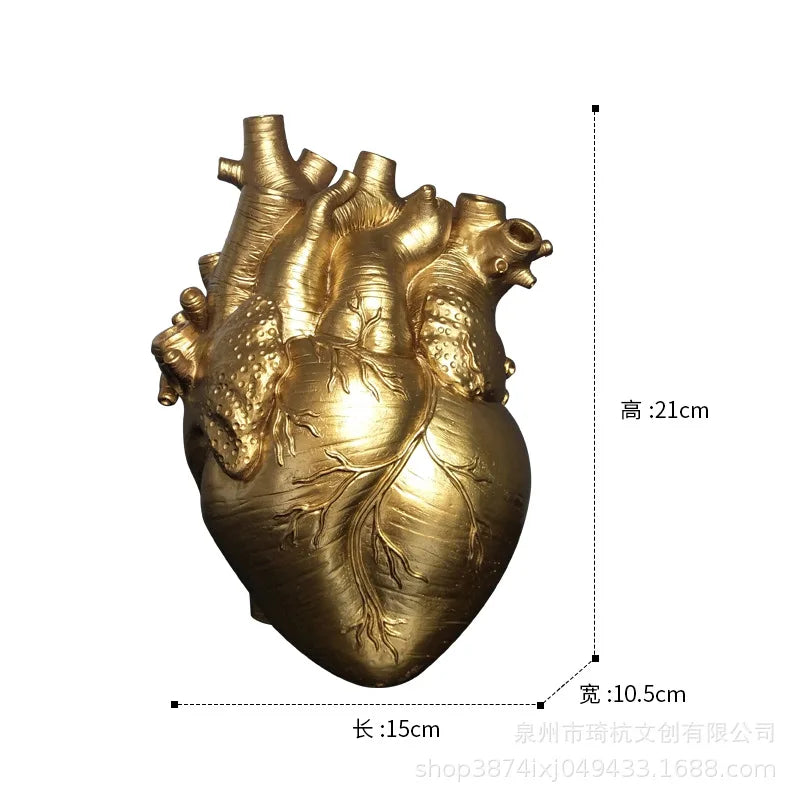 DecorBites™ Heart Shape Resin Flower Vase Desktop Ornament Bouquet Holder Home Decor