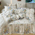 DecorBites™ Korean Princess Flowers Bedding Set - Duvet Cover, Bed Skirt, Pillowcases