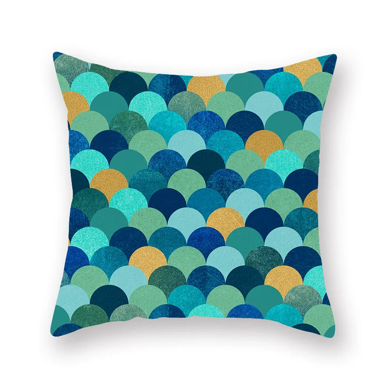 DecorBites™ Geometric Leaf Flower Pillowcase Teal Blue Sofa Car Home Decor Throw Cover