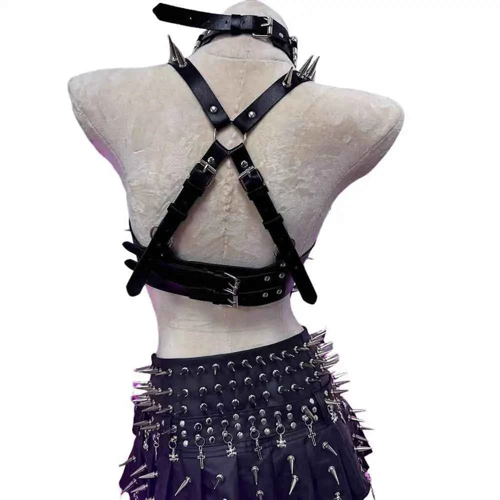 Y2K Gothic Skirt Set w Spikes