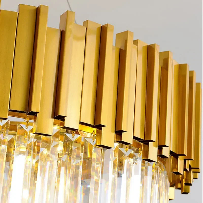 DecorBites™ Crystal Ceiling Chandelier: Luxury Round LED Light for Living Room, Artistic Home Decor