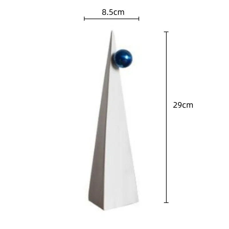 DecorBites™ Geometric Triangle Blue Ball Ornament: Abstract Decorative Figurine