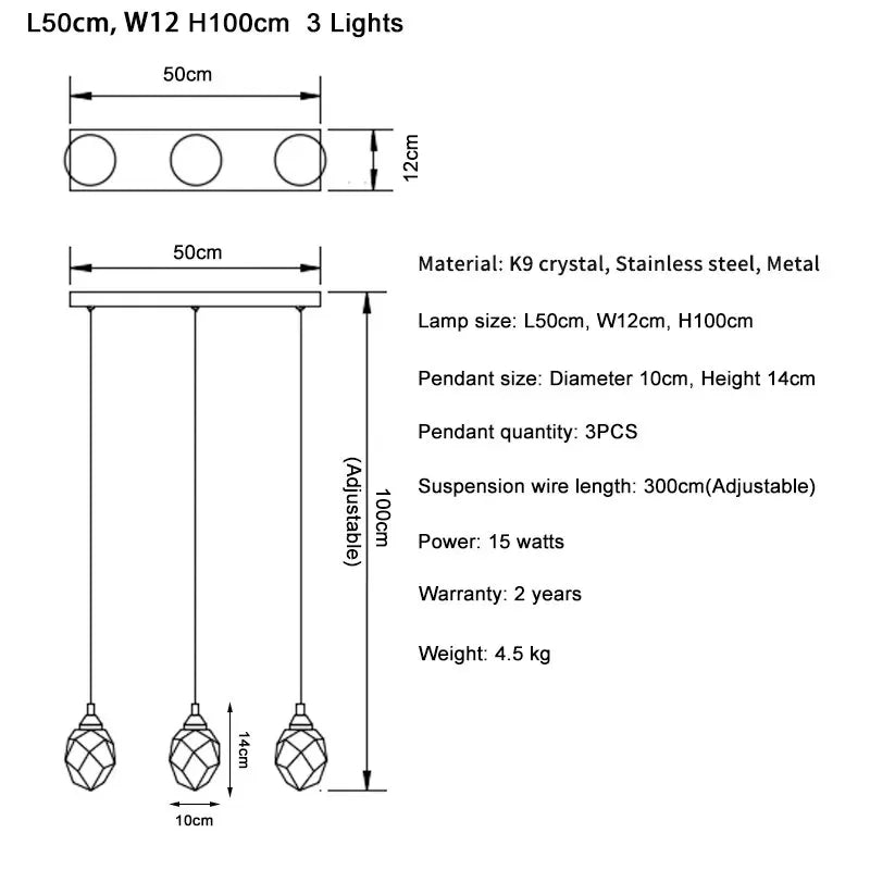 DecorBites™ Diamond Crystal Ball Chandelier, Luxury LED Light Fixture for Staircase and Living Room
