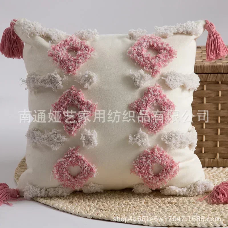 DecorBites™ Geometric Tufted Tassel Cushion Cover 30x50cm/45x45cm