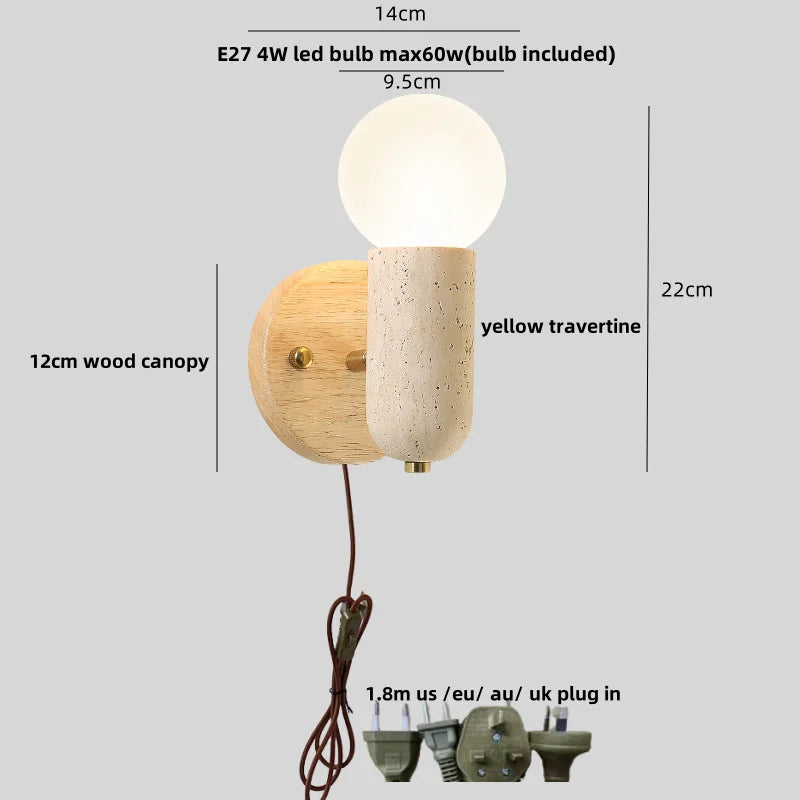 DecorBites™ Japanese Style LED Wall Lamp with Pull Chain and White Glass