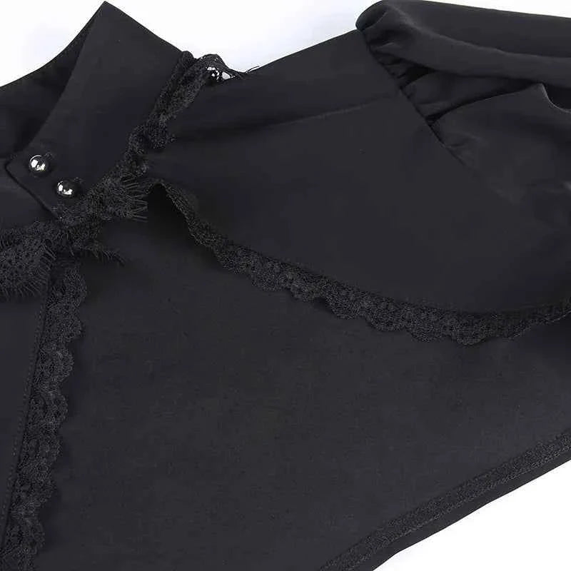 Gothic Lantern Sleeve Long Sleeve Crop Blouse