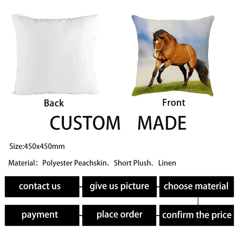 DecorBites™ Galloping Horse Pillowcase: Wild Horse Print Linen Cushion Cover for Home Decoration