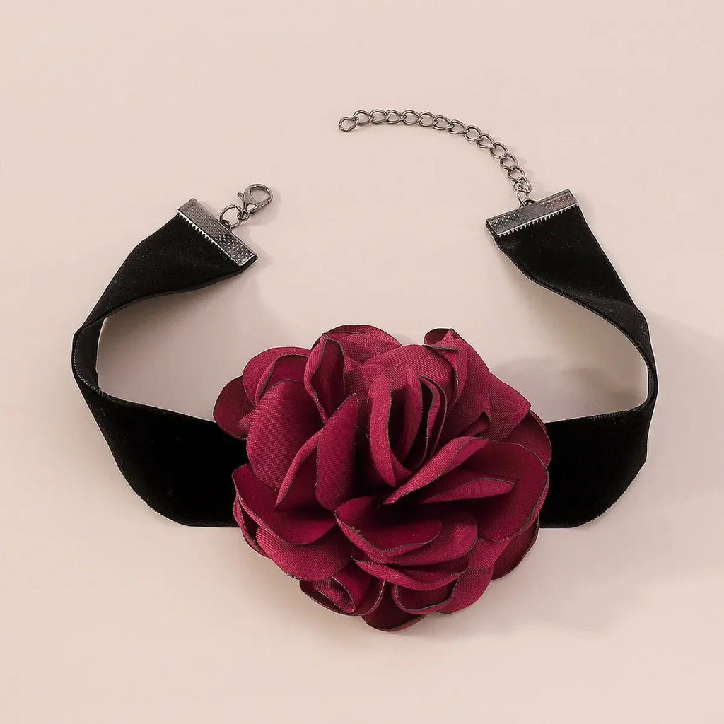 Long Rope with Big Flower Choker Necklace for Women Elegant Lace-up Rope Chain Necklace on Neck 2023 Fashion Jewelry Accessories