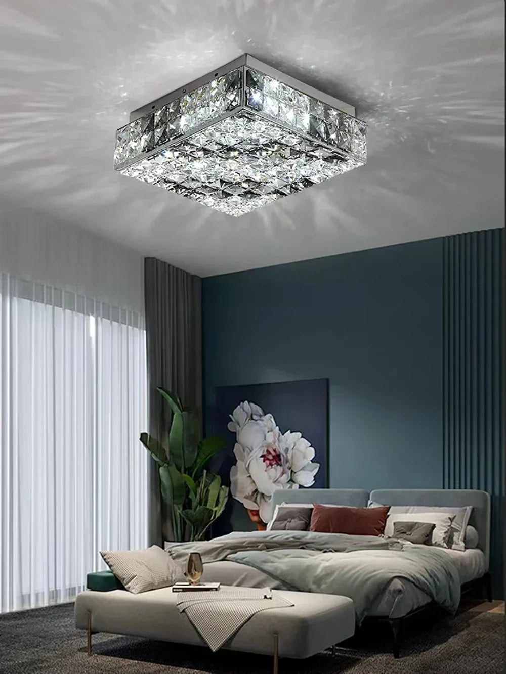 DecorBites™ Crystal LED Rectangle Chandelier for Elegant Home Decor