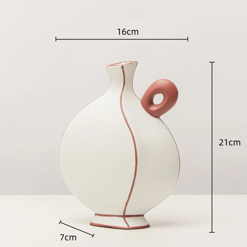 DecorBites™ Geometric Black Lines Resin Vase - Handcrafted Floral Home Decor