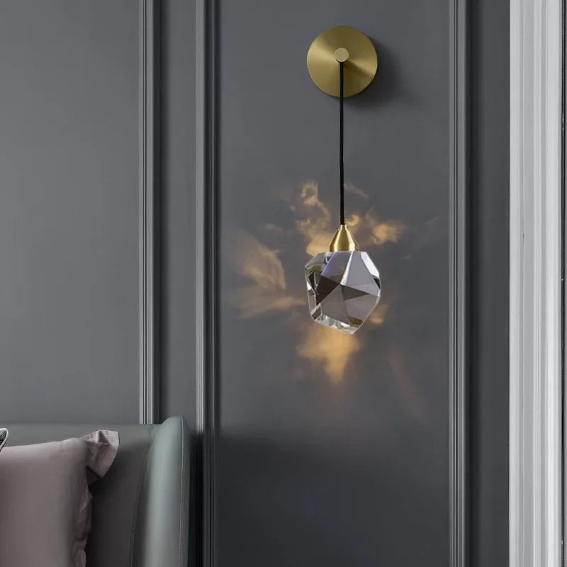 DecorBites™ Crystal Wall Sconce Light - Modern Golden Nordic LED Fixture for Living Room