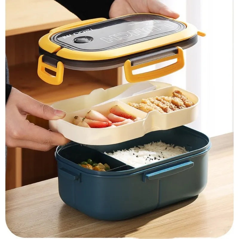 DecorBites™ Kids 2-Layer Bento Lunch Box, Microwaveable Food Container for School & Outdoor Activities