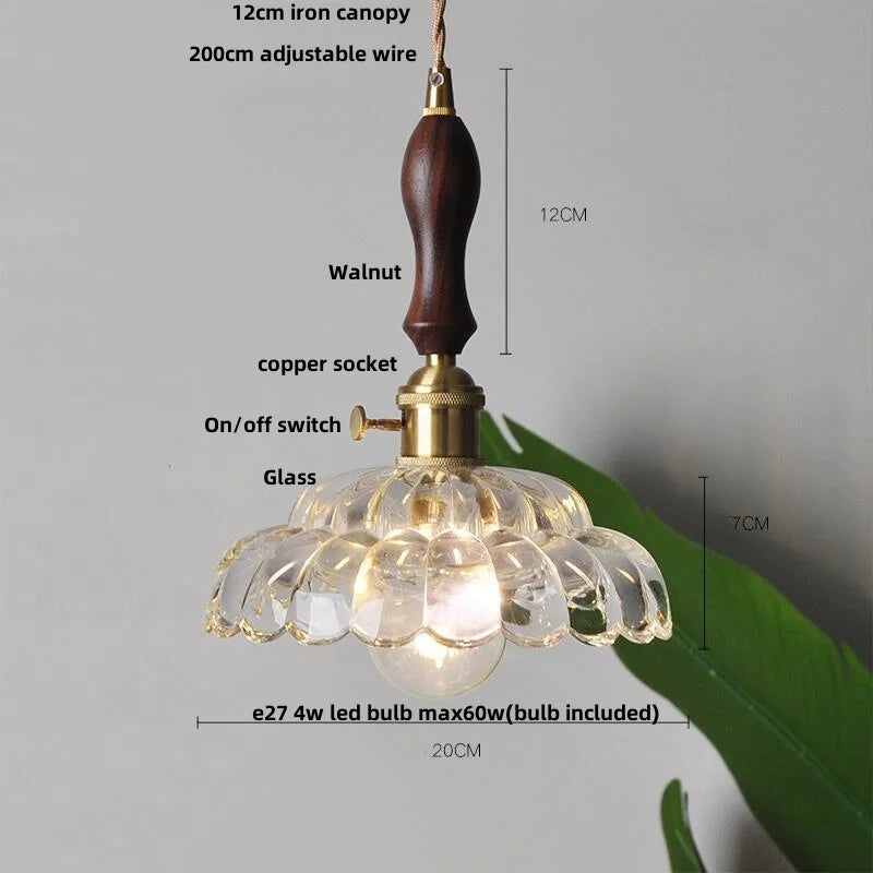 DecorBites™ Glass Flower LED Pendant Light, Adjustable Knob Switch, Modern Design