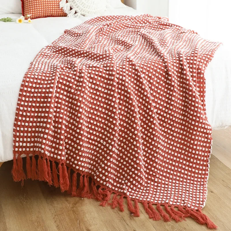 DecorBites™ Knitted Nordic White Casual Blanket - Soft & Comfortable Sofa Throw Bed End Cover for Home Decor & Travel