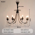 DecorBites™ Black E14 Candle Chandelier: French Living Room Pendant Lighting for Home Decor