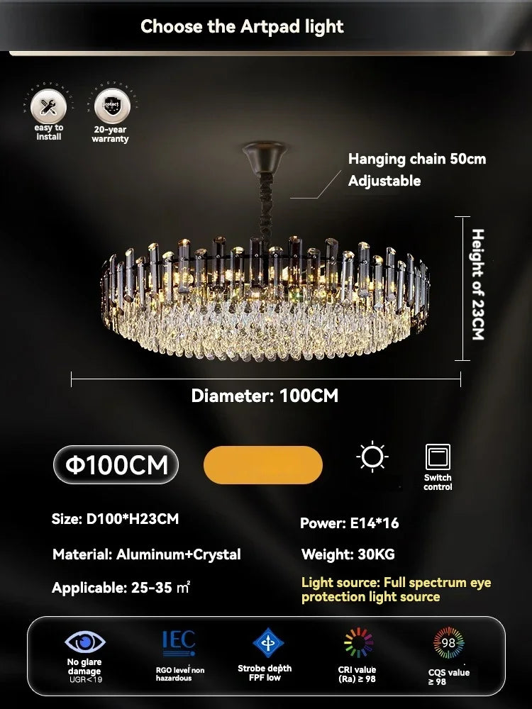 DecorBites™ Gold Crystal Ceiling Chandelier: Luxury Modern LED Pendant for Home Décor