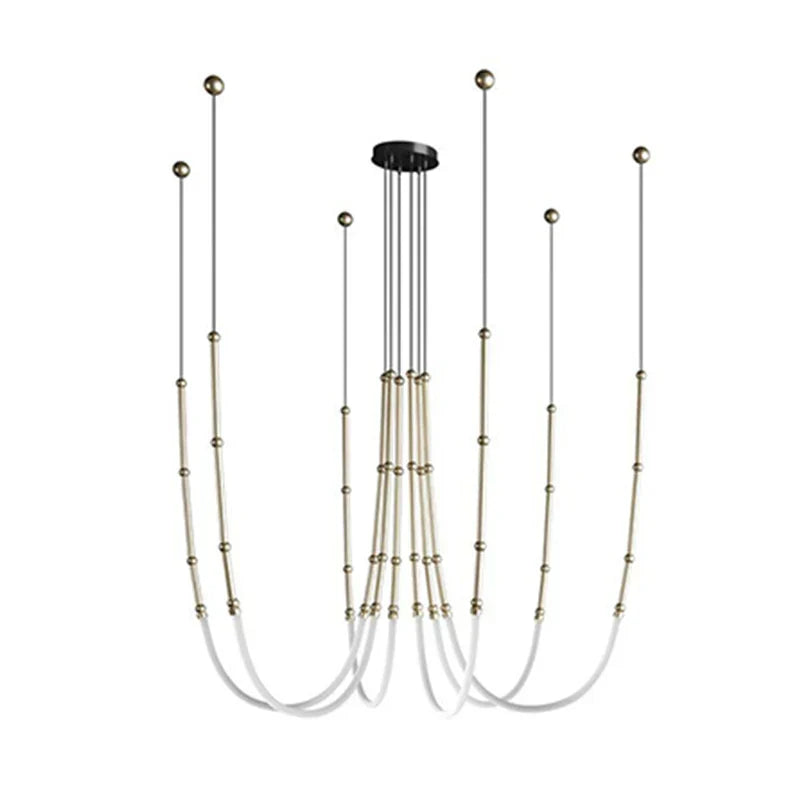 DecorBites™ Linear Creative Chandelier: Nordic Italian Designer Modern Lighting for Living Room Lobby