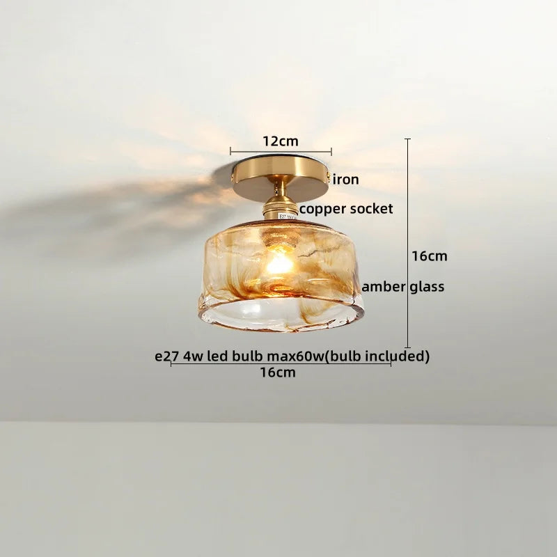 DecorBites™ Green Glass LED Ceiling Lamp for Home Living Room and Hallway Lighting