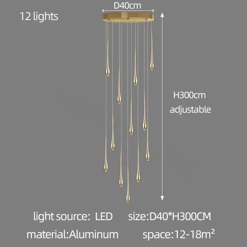 DecorBites™ Gold-Plated Modern Chandeliers for Living Room, Staircase, Restaurant, Kitchen