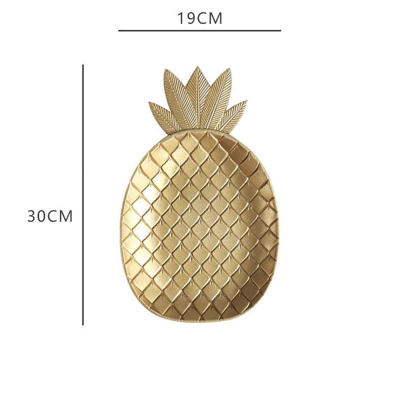 DecorBites™ Leaf Shape Gold Paint Wooden Tray 14.5x40cm - Modern Decorative Tableware