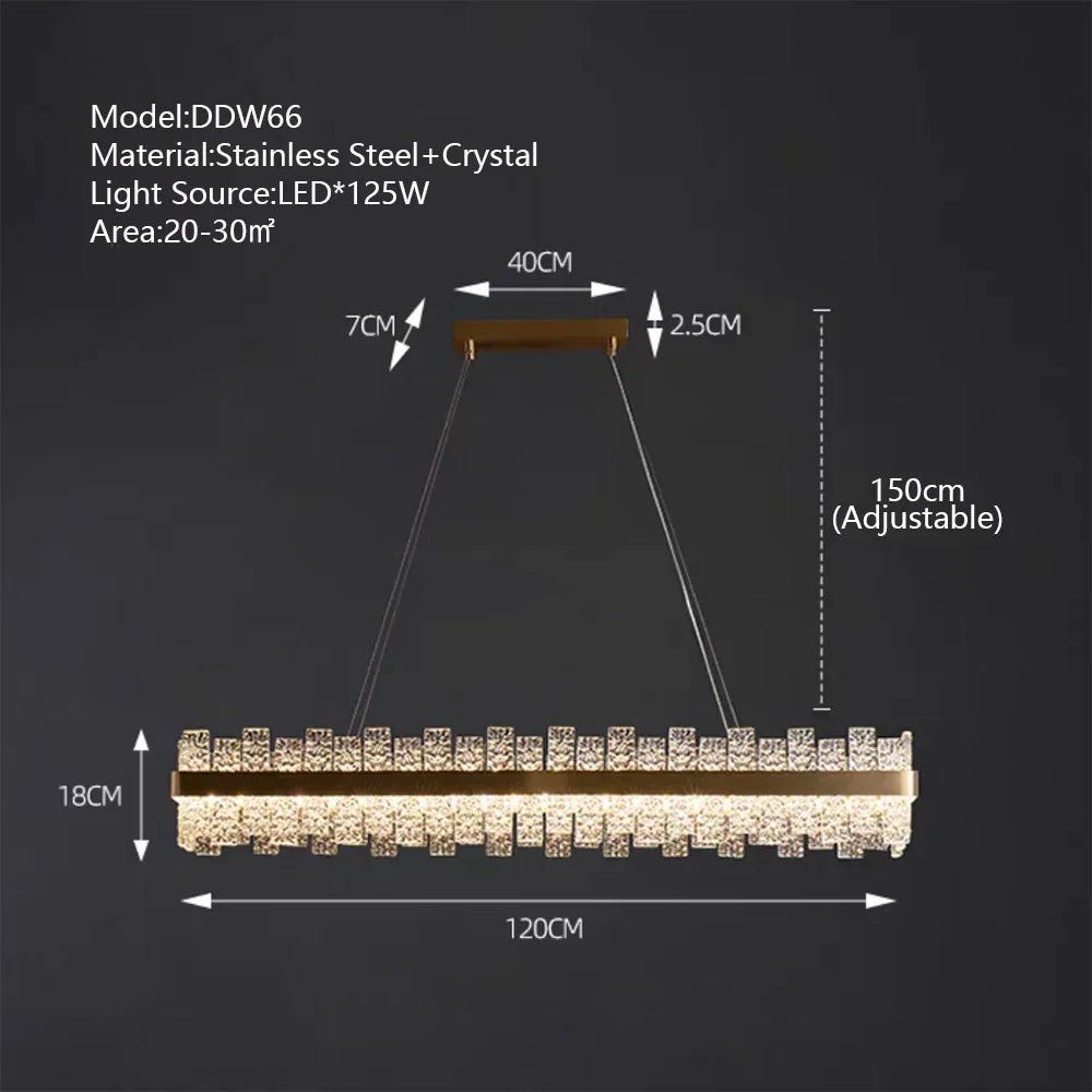 DecorBites™ Crystal LED Chandelier: Gold/Black Luxury Pendant Lighting for Home