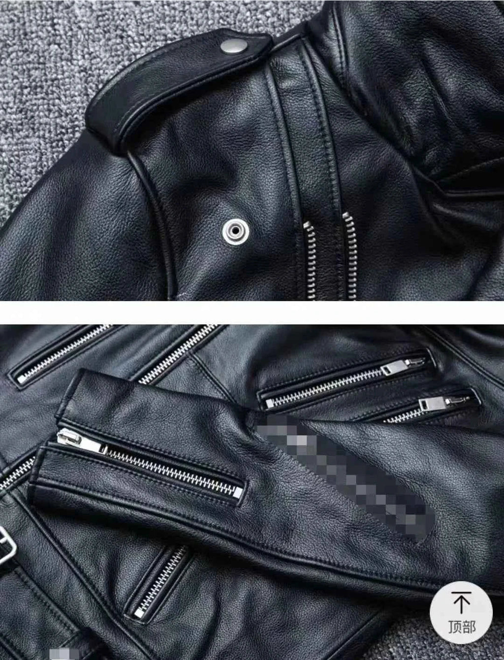 Unisex Oversized Button-down PU Leather Coat with Multiple Zippers Polo Jacket, with Many Zippers