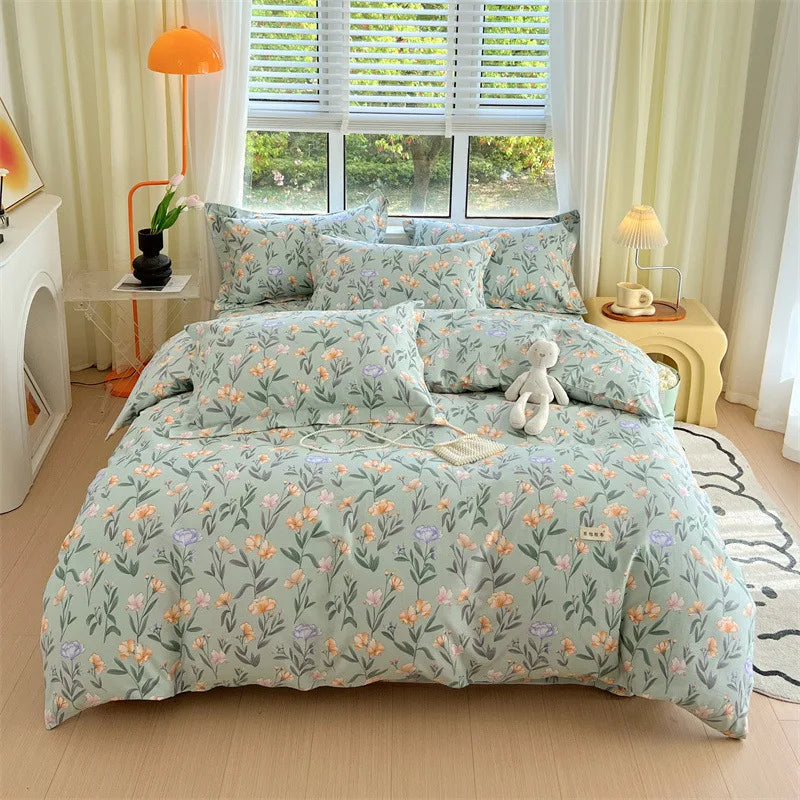 DecorBites™ Cotton Stripe Comforter Cover Set for Single Double Bed - Autumn Winter