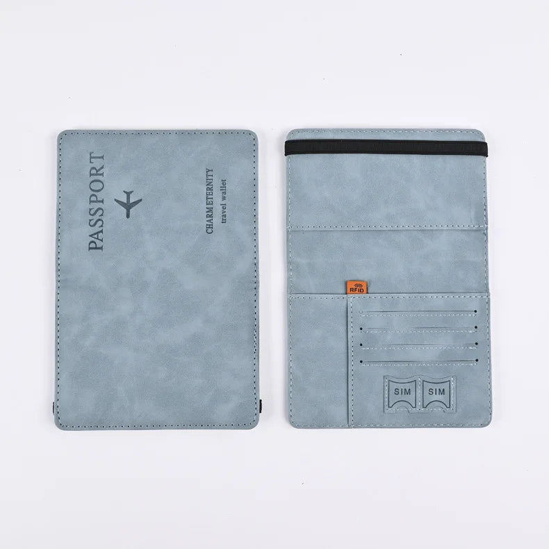 Men's PU Leather Passport Wallet, Travel Card & Business Card Holder